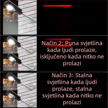 Solarna zidna svjetiljka za dom i dvorište, integrirana LED ulična svjetiljka visoke snage na visokome stupnju stupa, 60 LED, 450 lm, aluminijska legura, IP67