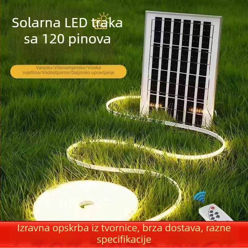Vanjske vodootporne ultra jake LED nizice za dvorište, dekor s zvjezdanim nebom, treptave višebojne svjetlosne trake, solarno napajanje