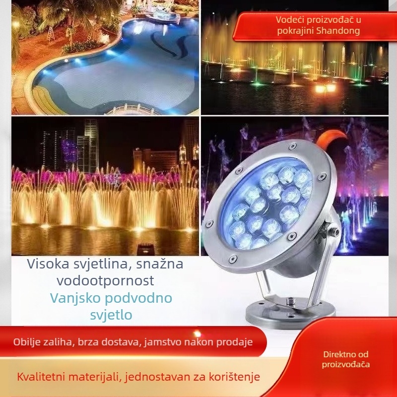 Podvodna LED rasvjeta za ribnjake i bazene s šarenim usmjerenim svjetlima i ugrađenim osvjetljenjem fontane, 12V/24V/220V