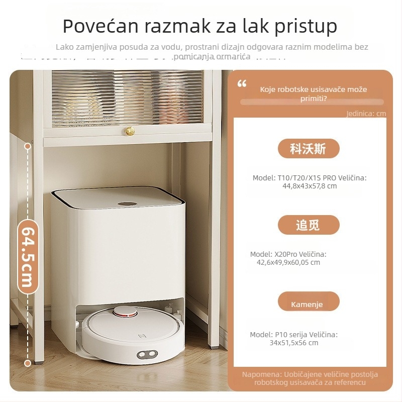Slobodno stojeća polica za dnevni boravak s vratima ormarića, dvije razine, otporna na prašinu