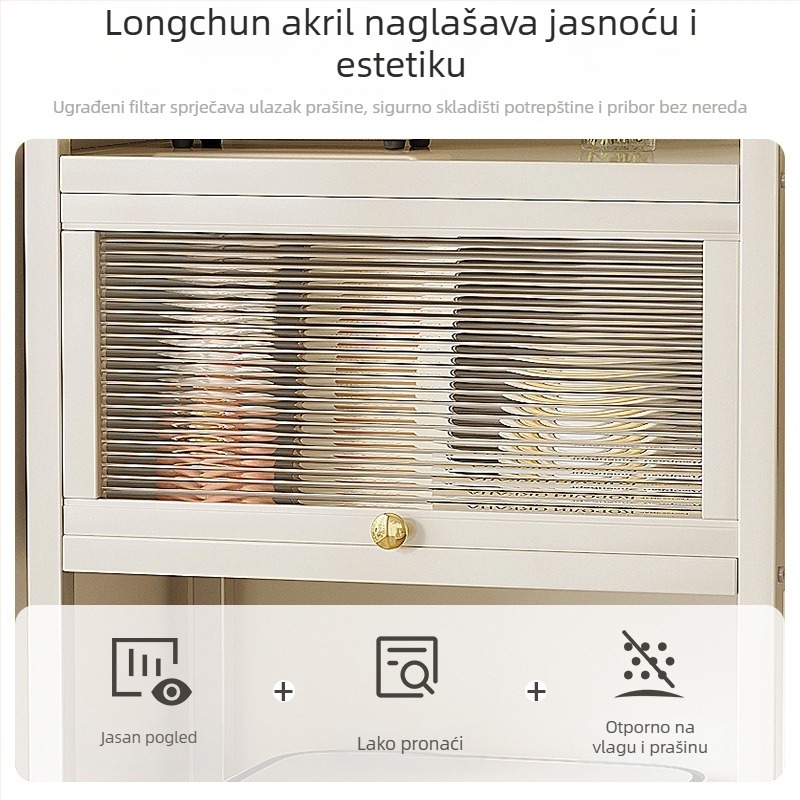 Slobodno stojeća polica za dnevni boravak s vratima ormarića, dvije razine, otporna na prašinu