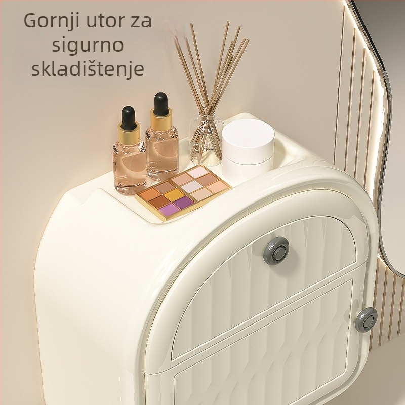 Zidna kutija za toaletni papir, bez bušenja, vodootporna, za role, višeslojna polica za pohranu