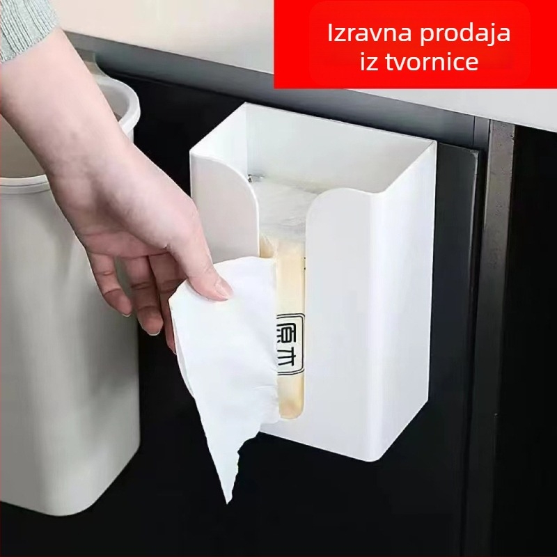 Stalni držač maramicama na zidu bez bušenja – višenamjenska kutija za auto, kuhinju, kupaonu, dnevni boravak i spavaću sobu