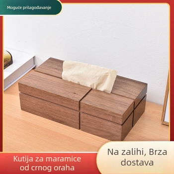 Kutija za maramice od crnog oraha za dnevni boravak i ured — moderna jednostavna drvena kutija za odlaganje