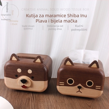 Kutija za maramice od masivnog crnog oraha, drveni stolni ukras i skladište