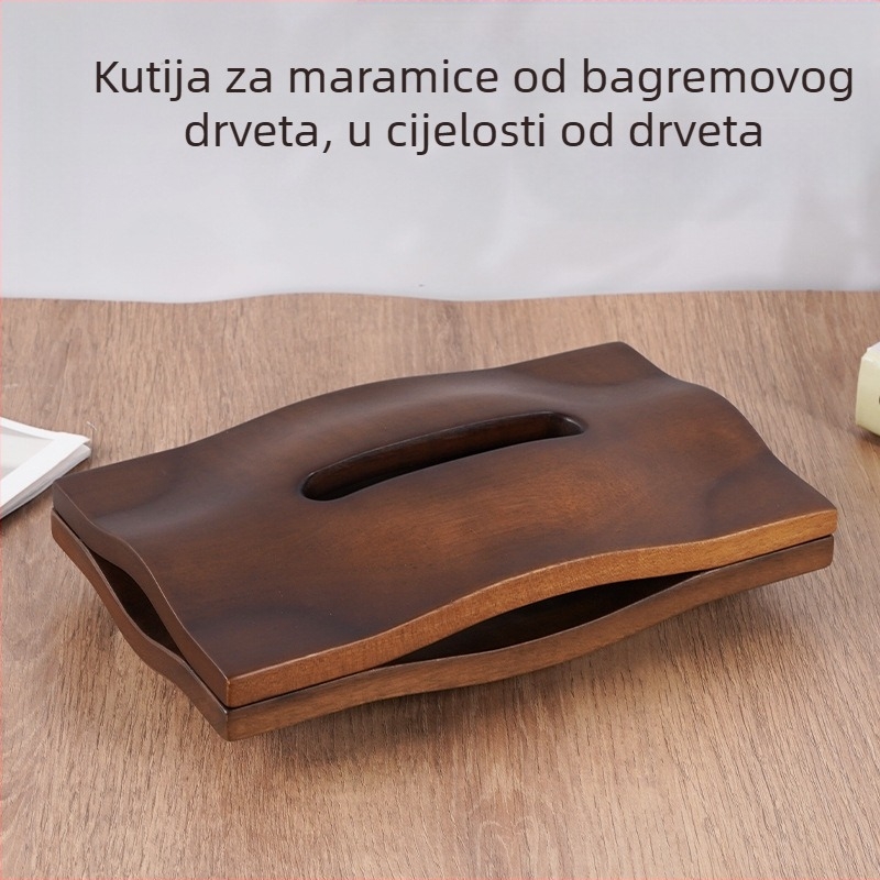 Drvena kutija za maramicu za stol, crno akacijevo drvo, moderan minimalistički dizajn