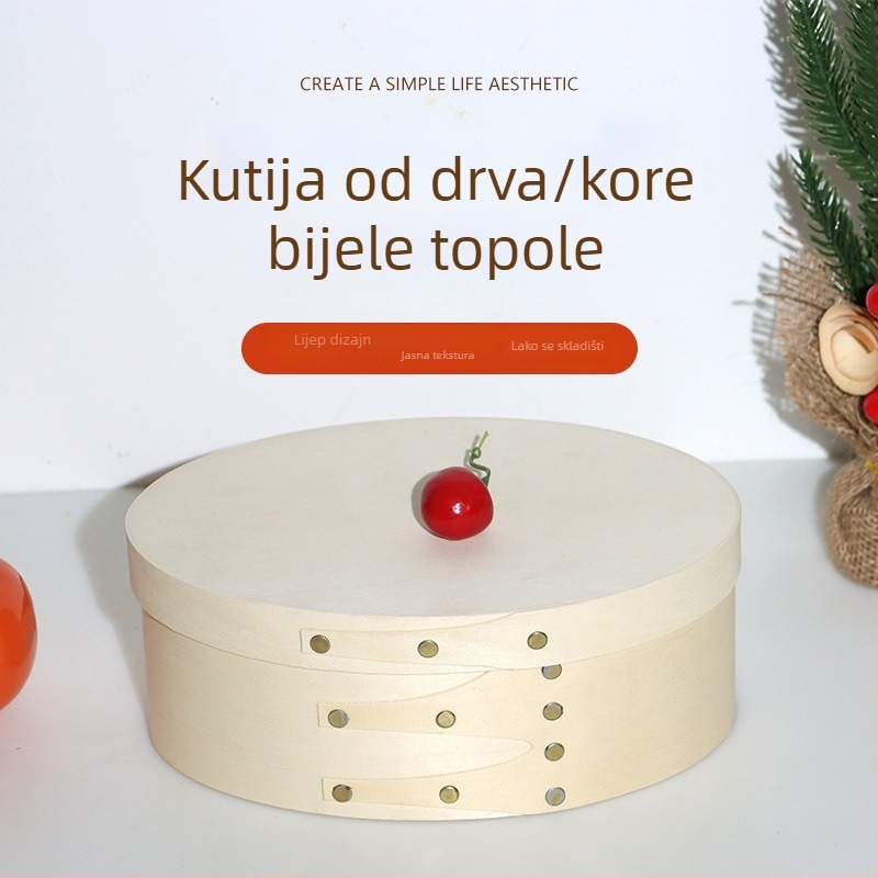 Kreativni poklon – drvena kutija za stolne maramice s kore topole i spremnik za čaj.