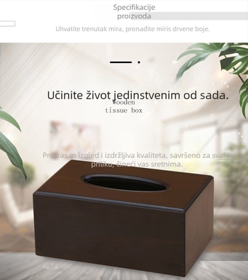 Pravokutna drvena kutija za maramice od Zitan drveta – dnevni boravak i spavaću sobu