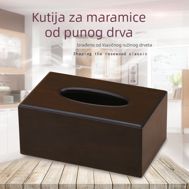Pravokutna drvena kutija za maramice od Zitan drveta – dnevni boravak i spavaću sobu