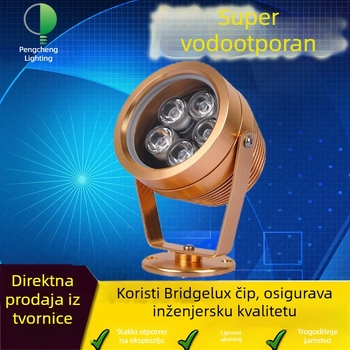 LED vanjski kružni vodootporni reflektor za krajolik, aluminijski zlatni završetak, 3W/5W