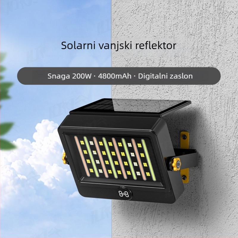 Solarni vanjski vrtni floodlight s senzorom pokreta, IP65 vodootporno, 20W visoke snage, višefunkcionalno osvjetljenje.