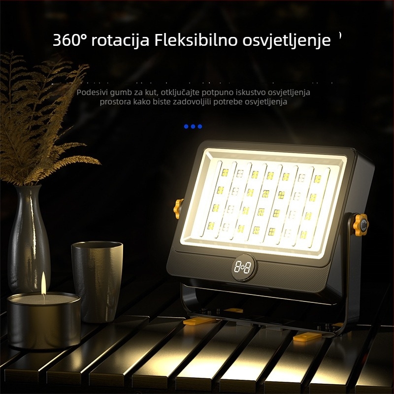 Solarni vanjski vrtni floodlight s senzorom pokreta, IP65 vodootporno, 20W visoke snage, višefunkcionalno osvjetljenje.