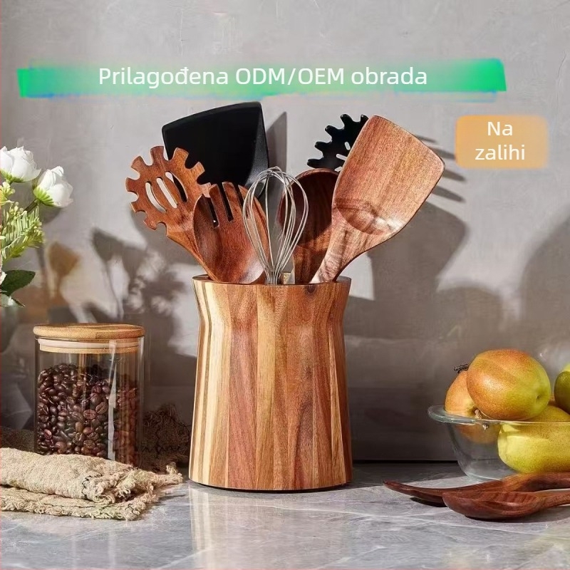 Okretna drvena kutija za pohranu pribora – svestran organizator kuhinje i stola
