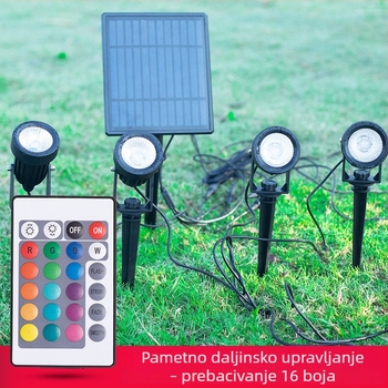Solarni LED reflektor za drvo, vanjski IP65 vodootporan projektor za dvorište i travnjak, šareno projekcijsko svjetlo