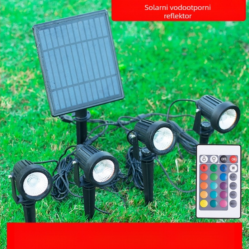 Solarni LED reflektor za drvo, vanjski IP65 vodootporan projektor za dvorište i travnjak, šareno projekcijsko svjetlo