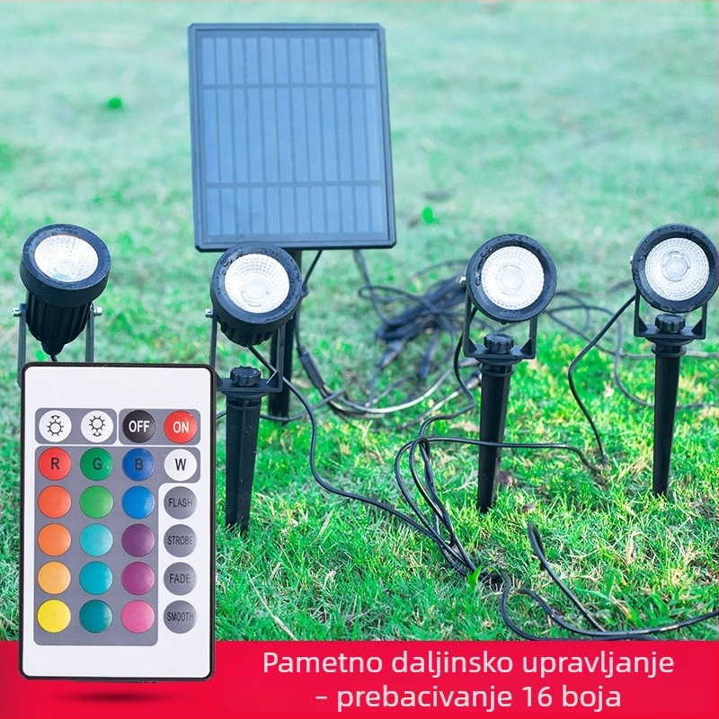 Solarni LED reflektor za drvo, vanjski IP65 vodootporan projektor za dvorište i travnjak, šareno projekcijsko svjetlo
