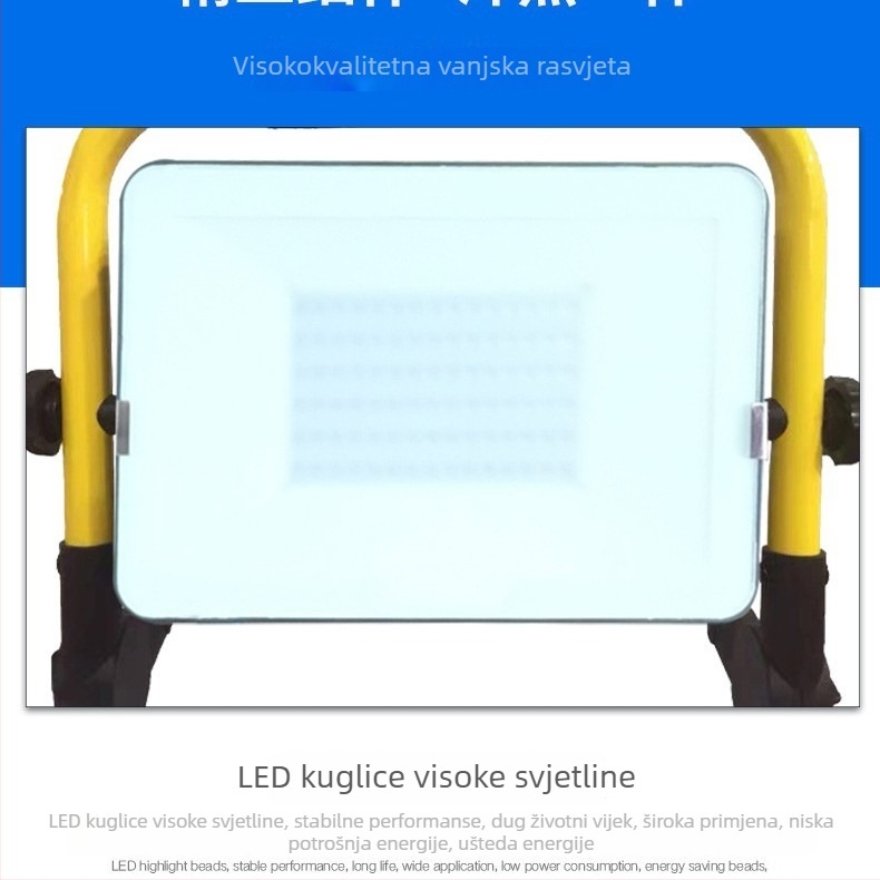 Bluetooth vanjski floodlight visoke jačine, 50W, prijenosno IP65 vodootporna kamping svjetlo s dugim trajanjem baterije