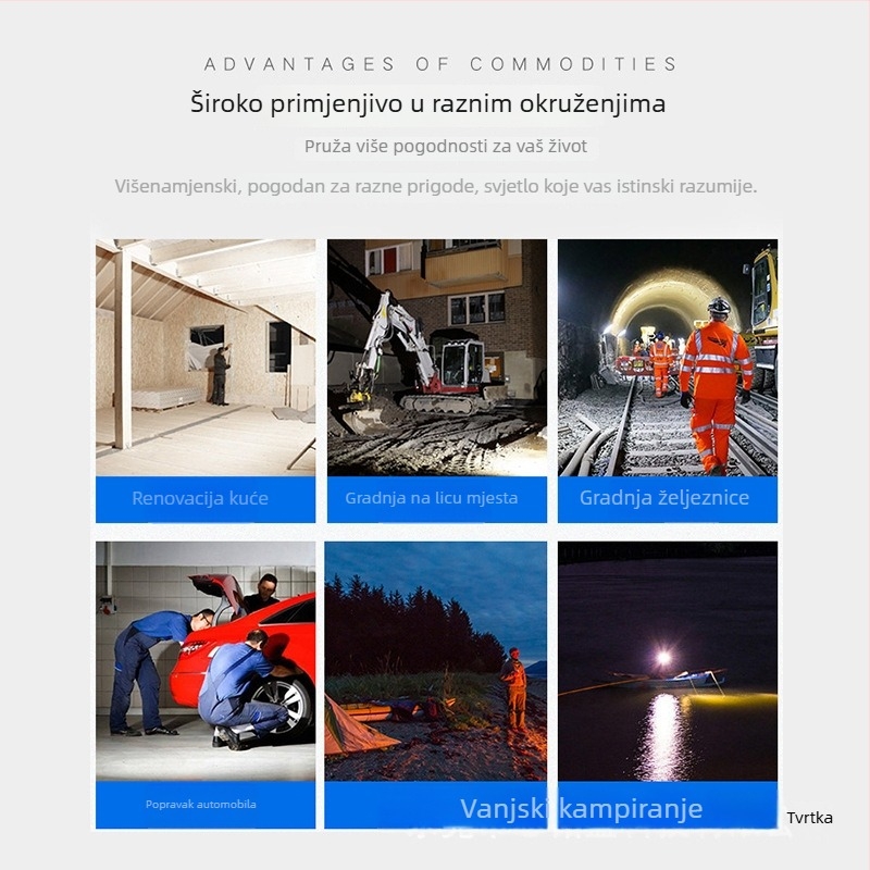 Bluetooth vanjski floodlight visoke jačine, 50W, prijenosno IP65 vodootporna kamping svjetlo s dugim trajanjem baterije