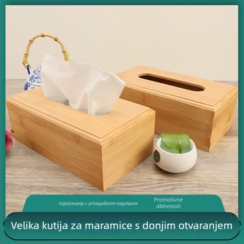 Kutija za maramice od bambusa za auto, dnevni boravak i kupaonu — višenamjenski organizator