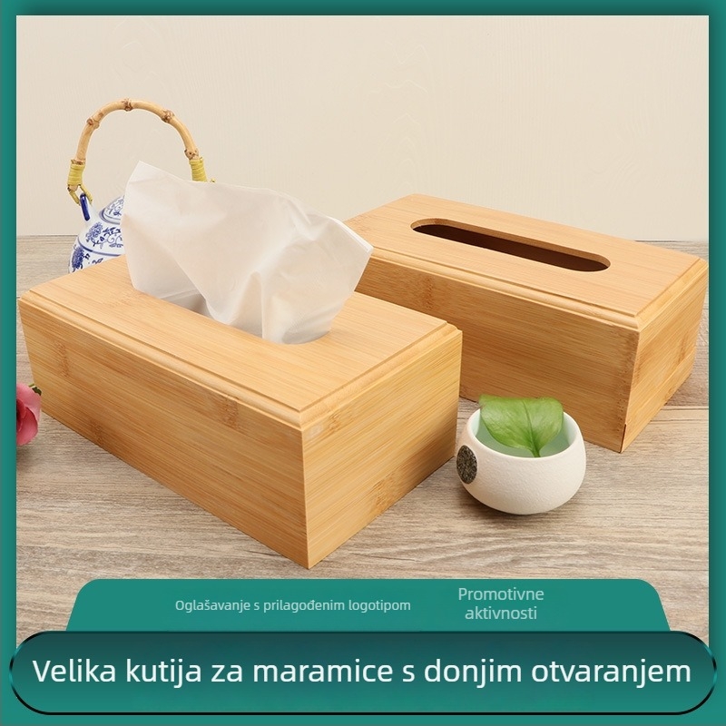 Kutija za maramice od bambusa za auto, dnevni boravak i kupaonu — višenamjenski organizator