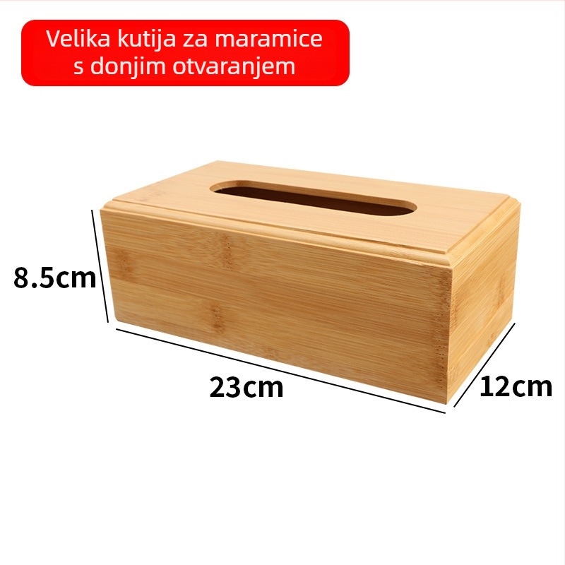 Kutija za maramice od bambusa za auto, dnevni boravak i kupaonu — višenamjenski organizator