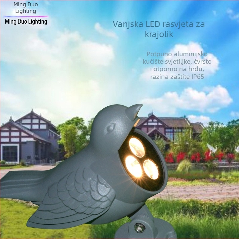 LED vanjski reflektor s ukrasnim pticom, pločasti svjetlo, vodootporno krajobrazno osvjetljenje za verandu