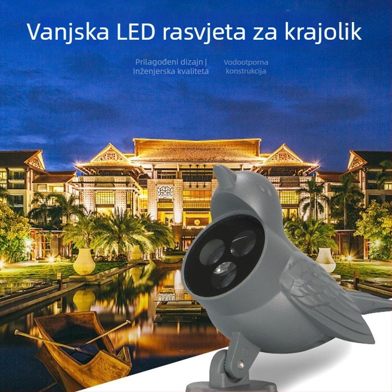 LED vanjski reflektor s ukrasnim pticom, pločasti svjetlo, vodootporno krajobrazno osvjetljenje za verandu