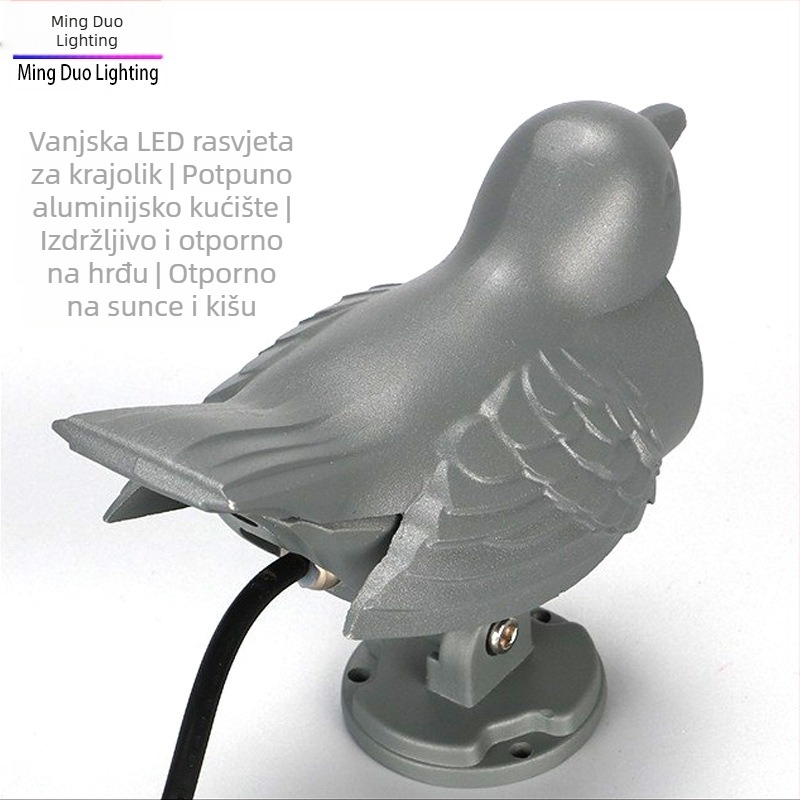 LED vanjski reflektor s ukrasnim pticom, pločasti svjetlo, vodootporno krajobrazno osvjetljenje za verandu