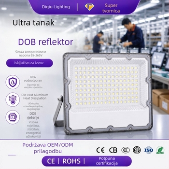 Vanjski LED floodlight s lećom, 300W, IP65, 120° snop, crna