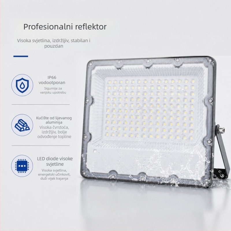 Vanjski LED floodlight s lećom, 300W, IP65, 120° snop, crna