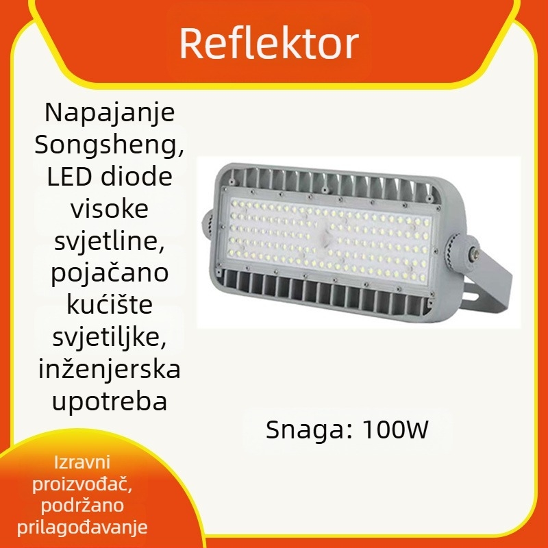 Vodootporan vanjski LED reflektor za ceste, kanalizaciju, tunele, stadione i gradilišta — projekcijsko svjetlo velike snage na stupu