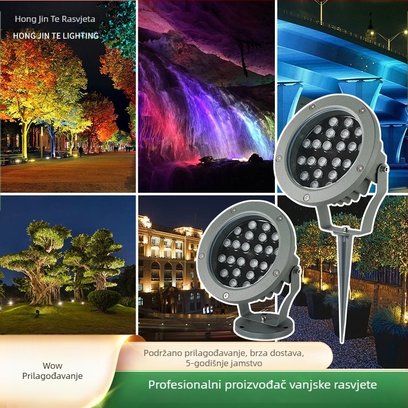 Vanjska vodootporna svjetiljka za drvo, krajinski reflektor, lampica za travnjak s priključkom, šareni dekorativni rasvjeta za vrt i dvorište