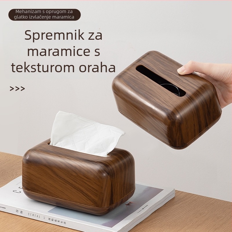 Plastična kutija za salvete s imitacijom drva – minimalistička stolna kutija za salvete za dnevni boravak, kuhinju, kupaonu, hotel ili restoran