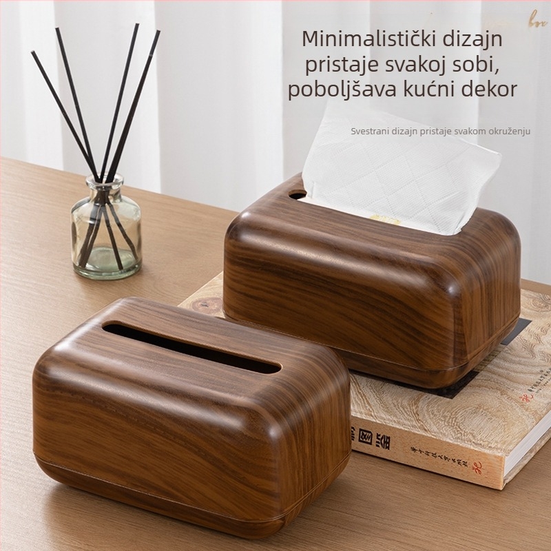 Plastična kutija za salvete s imitacijom drva – minimalistička stolna kutija za salvete za dnevni boravak, kuhinju, kupaonu, hotel ili restoran