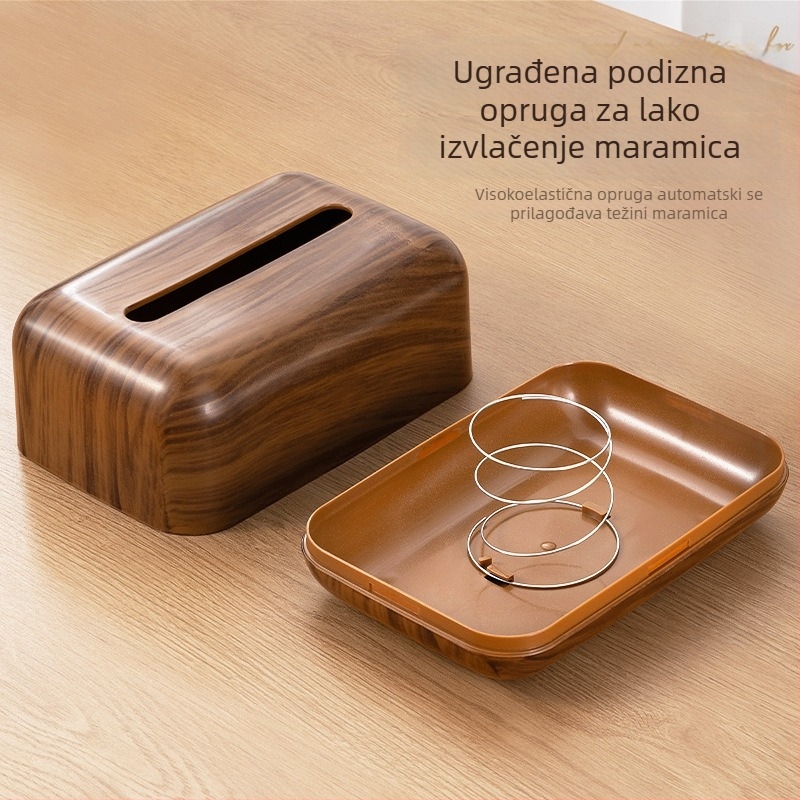 Plastična kutija za salvete s imitacijom drva – minimalistička stolna kutija za salvete za dnevni boravak, kuhinju, kupaonu, hotel ili restoran