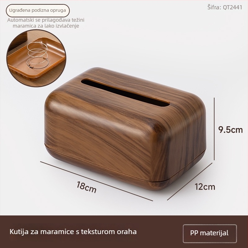Plastična kutija za salvete s imitacijom drva – minimalistička stolna kutija za salvete za dnevni boravak, kuhinju, kupaonu, hotel ili restoran