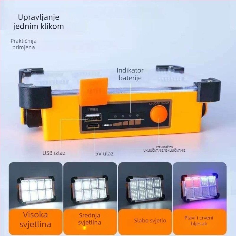 Prijenosna solarna LED rasvjetna lampica, višenamjenska za kampiranje i vanjsku nužnu rasvjetu