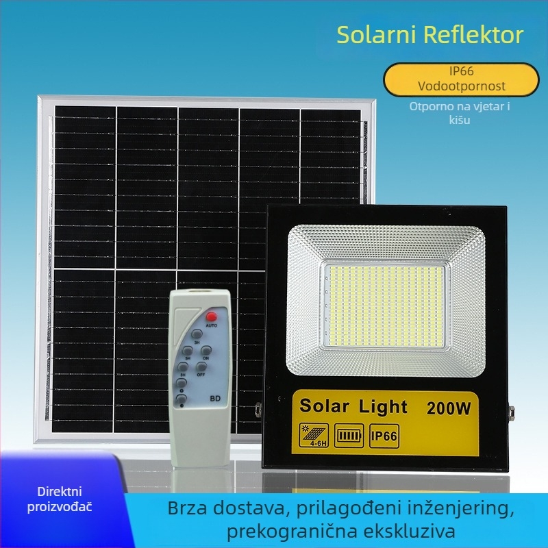 LED solarni reflektor 300W IP66, vanjska zidna rasvjeta za vrt i dvorište