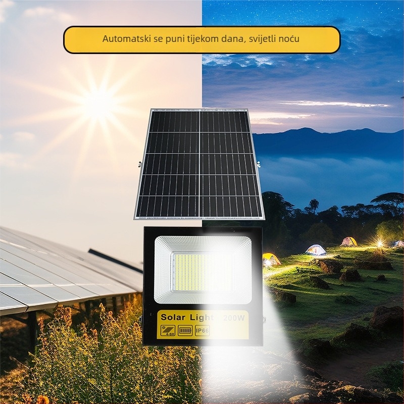 LED solarni reflektor 300W IP66, vanjska zidna rasvjeta za vrt i dvorište