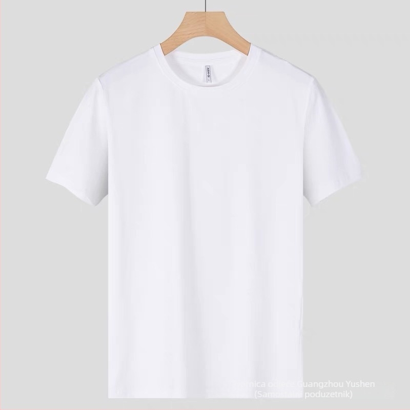 Teška jednobojna pamučna majica s okruglim izrezom, kratkih rukava, 220 g, gusta, neprozurna, bijela baza, unisex