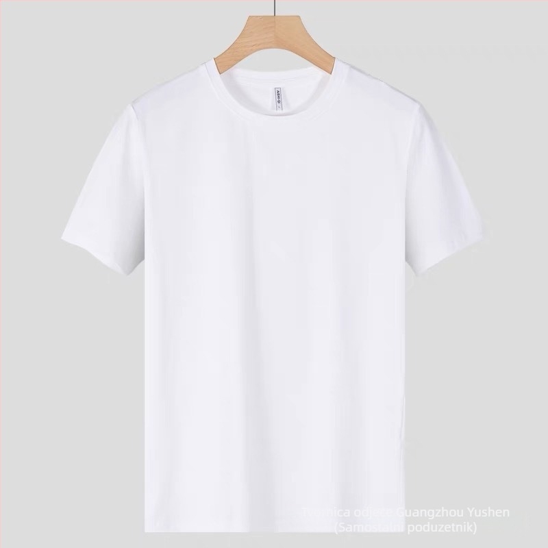 Teška jednobojna pamučna majica s okruglim izrezom, kratkih rukava, 220 g, gusta, neprozurna, bijela baza, unisex