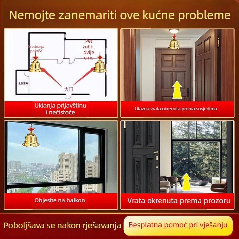 Bakreni i mosazni zvonovi s privjeskom, vjetroviti zvončići, ručni rad u kineskom stilu