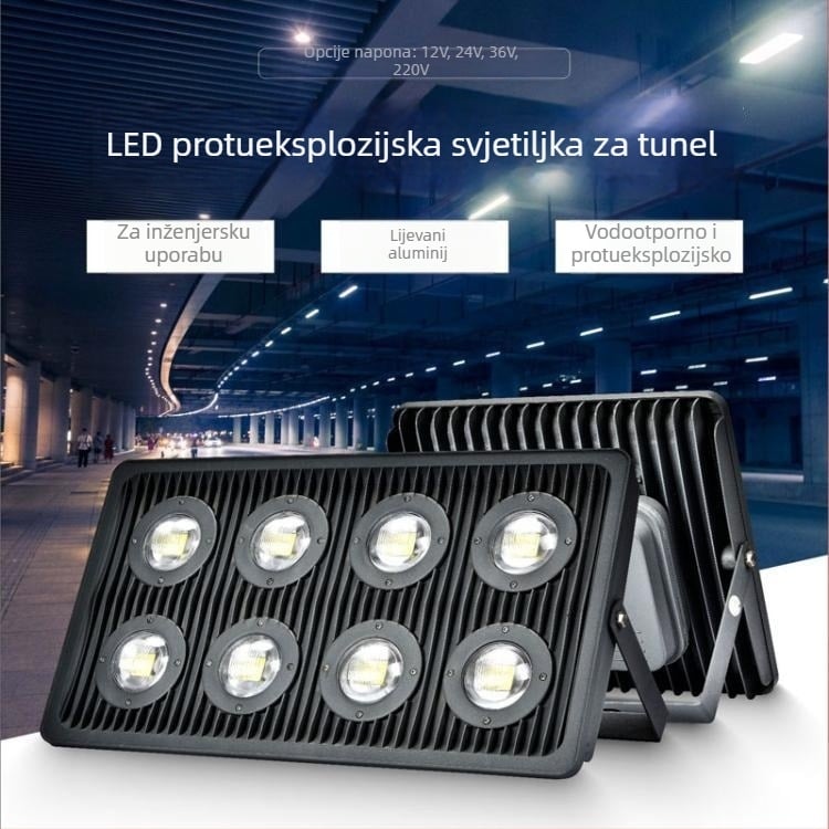 LED tunelski floodlighti za parke, gradske trge i stadione, niskonaponsko 12V/24V, otporno na eksplozije osvjetljenje za tvornice i skladišta