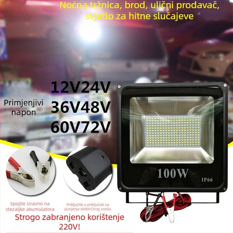 LED reflektor niskog napona za vanjsku upotrebu, 12-85V AC/DC, 240 LED, ~3000 lm, 145° snop, aluminijsko kućište, IP65, model TGD02, za vanjsku primjenu i pomorske primjene