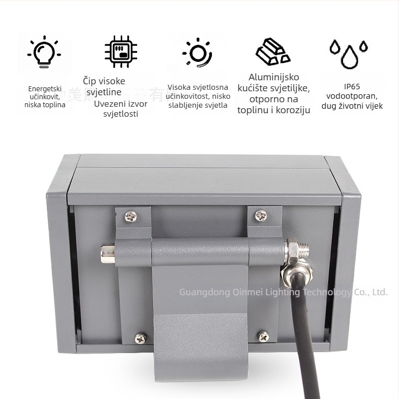 LED vanjski floodlight, pravokutnog oblika, za fasadu i krov zgrade, vodootporan