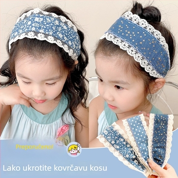 Denim plava široka frizura za djevojčice, dodatak za kosu s Velcro zatvaračem koji ne šteti kosi
