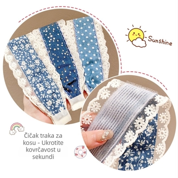 Denim plava široka frizura za djevojčice, dodatak za kosu s Velcro zatvaračem koji ne šteti kosi