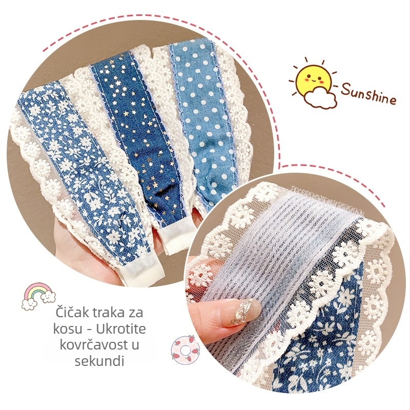 Denim plava široka frizura za djevojčice, dodatak za kosu s Velcro zatvaračem koji ne šteti kosi