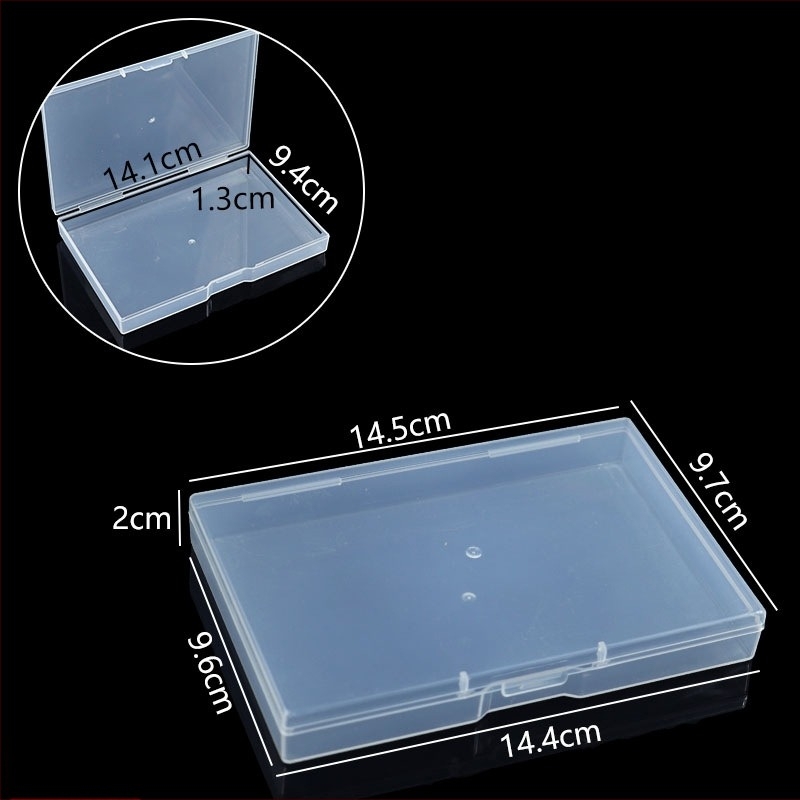 Prozirna PP kutija za skladištenje s preklopnim poklopcem, pravokutni stolni organizator, dimenzije 14.5 × 9.7 × 2 cm