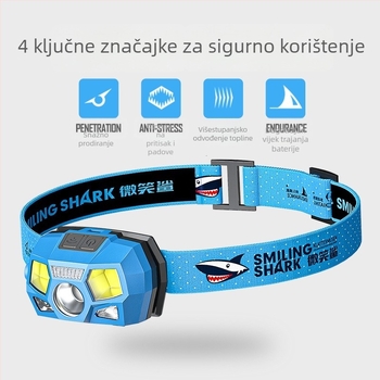 Smiling Shark mini punjiva čelna svjetiljka, dugotrajna baterija, lagana, široko rasvjetno područje za inspekcije i svakodnevnu upotrebu